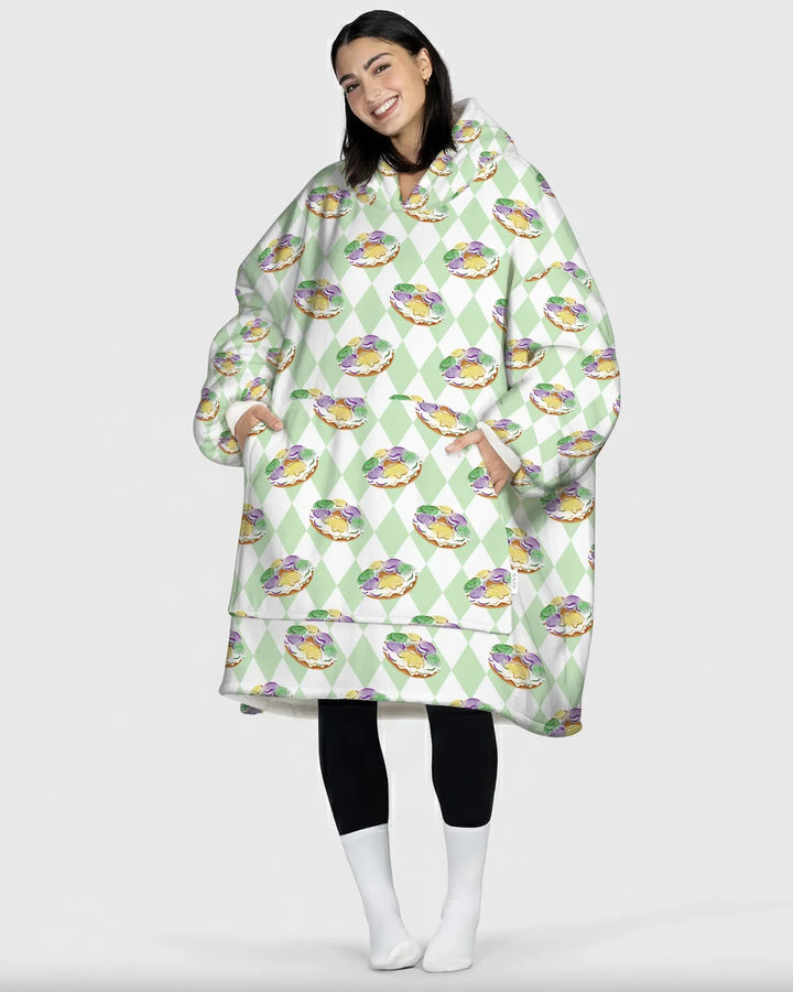 Mardi Gras Donut Wearable Bamboo Blanket Hoodie