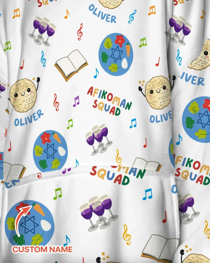 Custom Name Passover Afikoman Squad Bamboo Blanket Hoodie