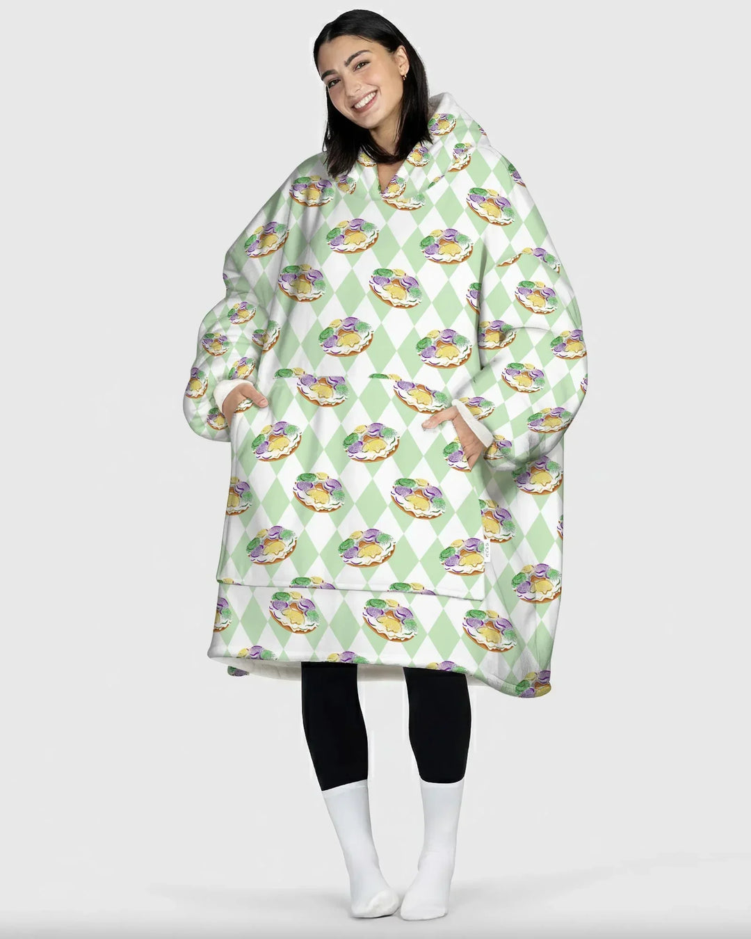 Mardi Gras Donut Wearable Bamboo Blanket Hoodie