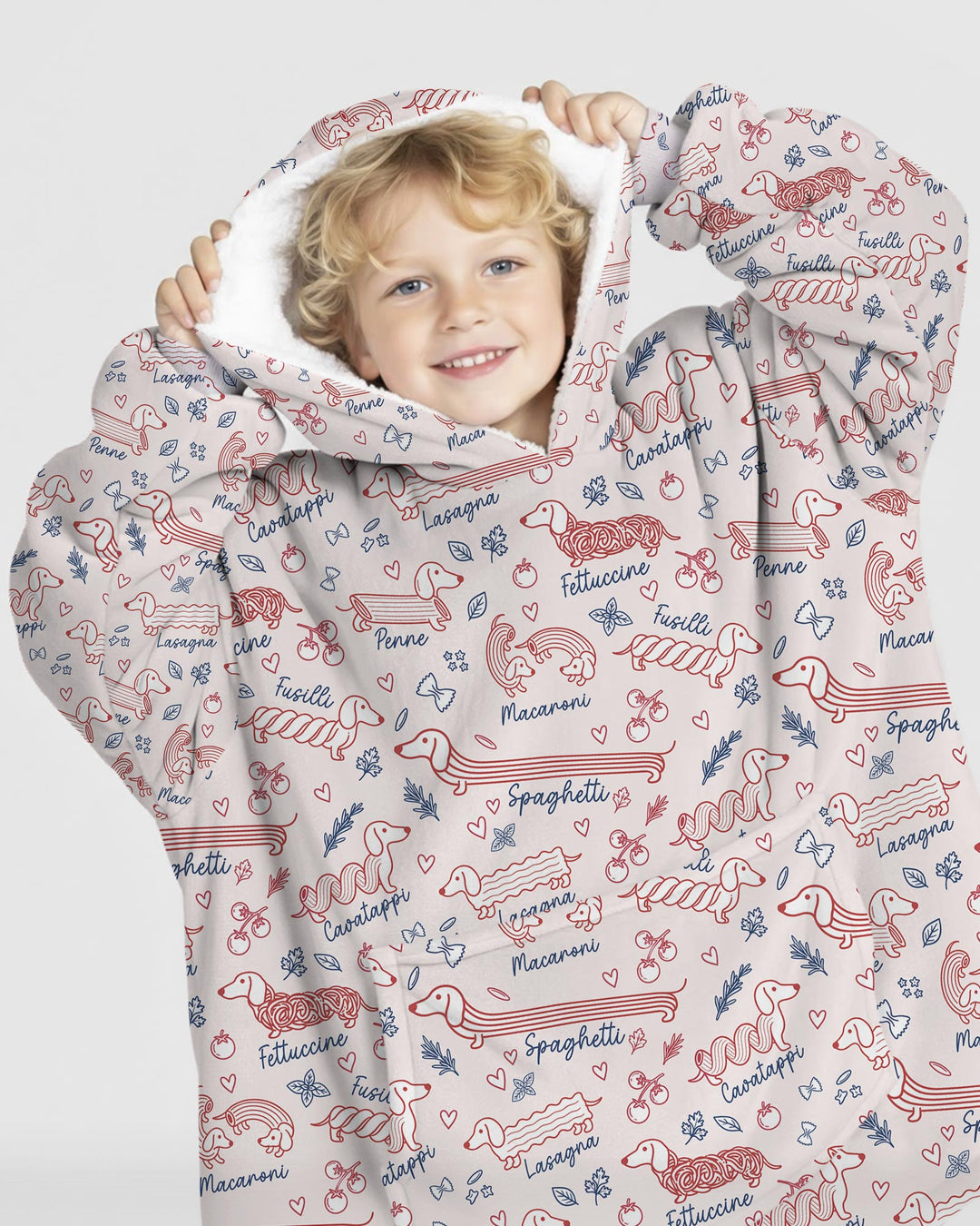 Funny Dachshund Pasta Pups Blanket Hoodie