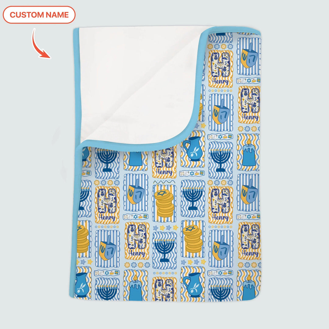 Custom Name Hanukkah Wonderland Bamboo Blanket