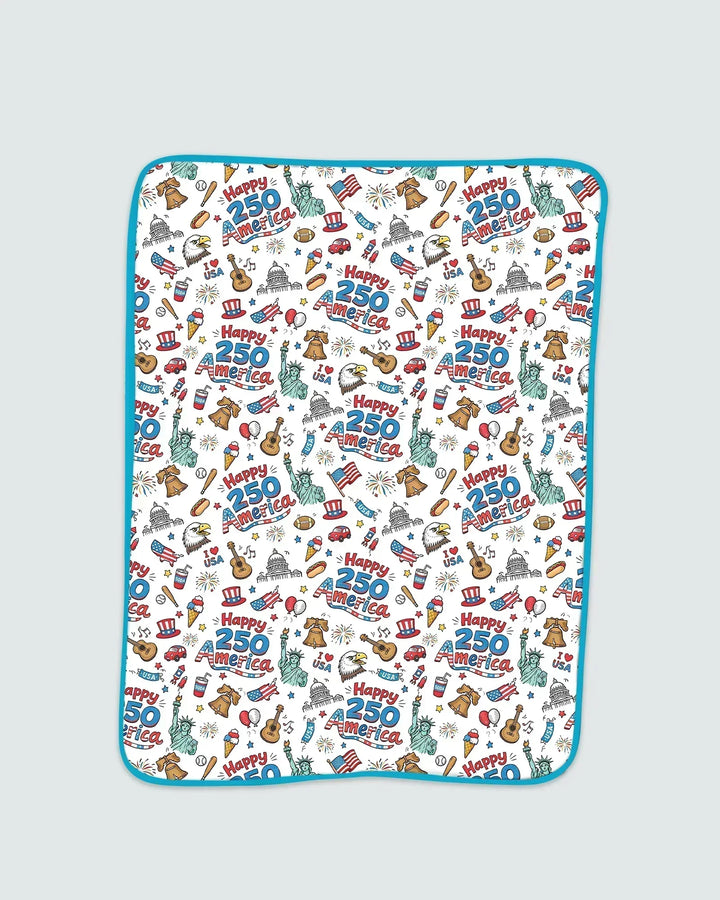 Happy 250 America I love USA Bamboo Blanket