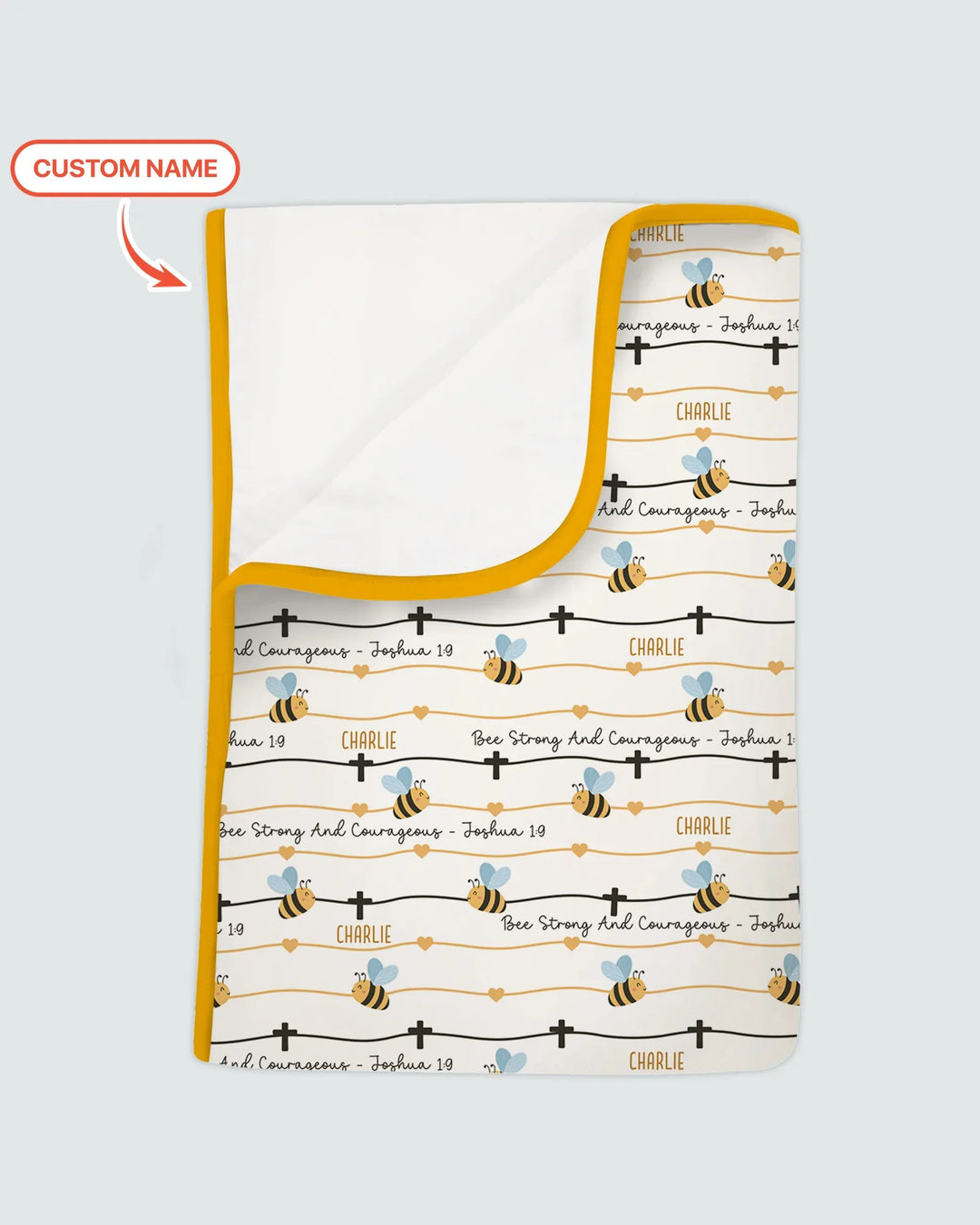 Bee Strong And Courageous Custom Name Bamboo Blanket