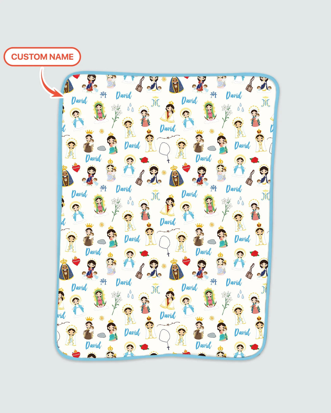 Custom Name Mother Mary Bamboo Blanket