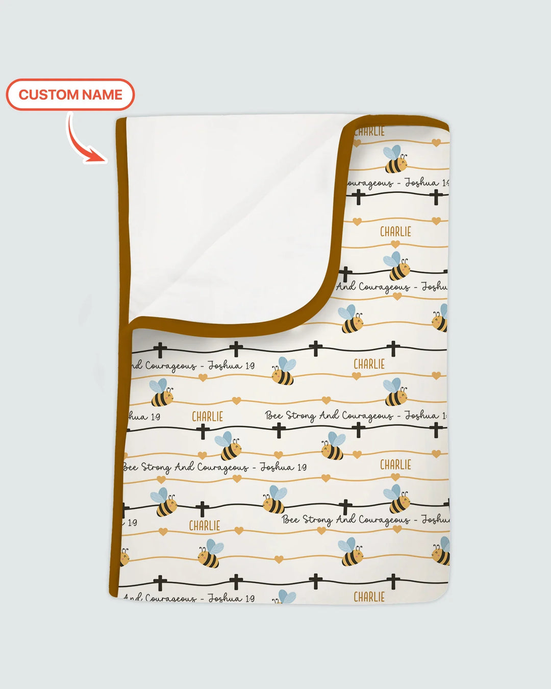 Bee Strong And Courageous Custom Name Bamboo Blanket