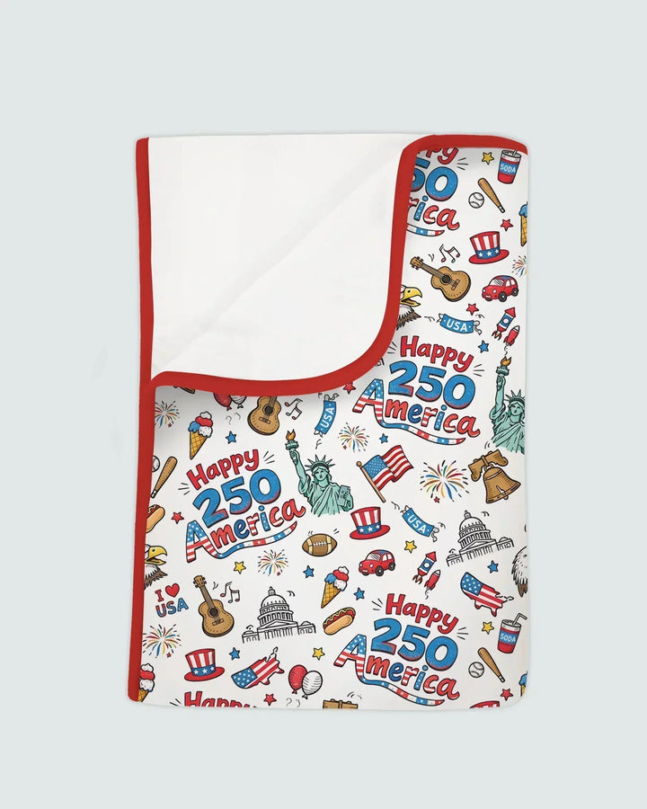 Happy 250 America I love USA Bamboo Blanket