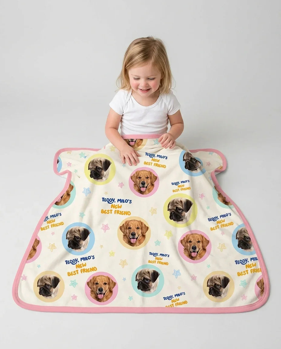 New Best Friend Custom Name And Pet Photos Blanket