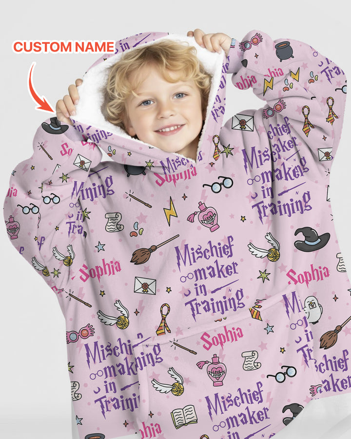 Custom Name Mischief Maker In Training Bamboo Blanket Hoodie