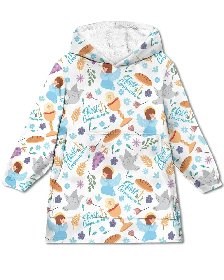 First Communion Wearable Bamboo Blanket Hoodie