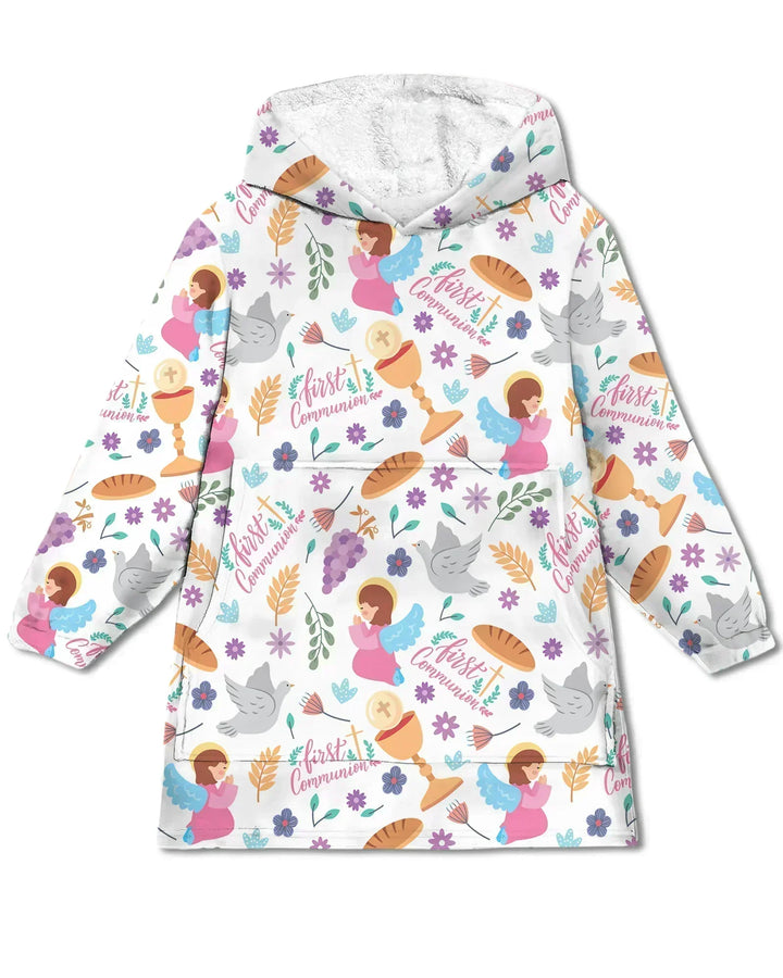 First Communion Wearable Bamboo Blanket Hoodie