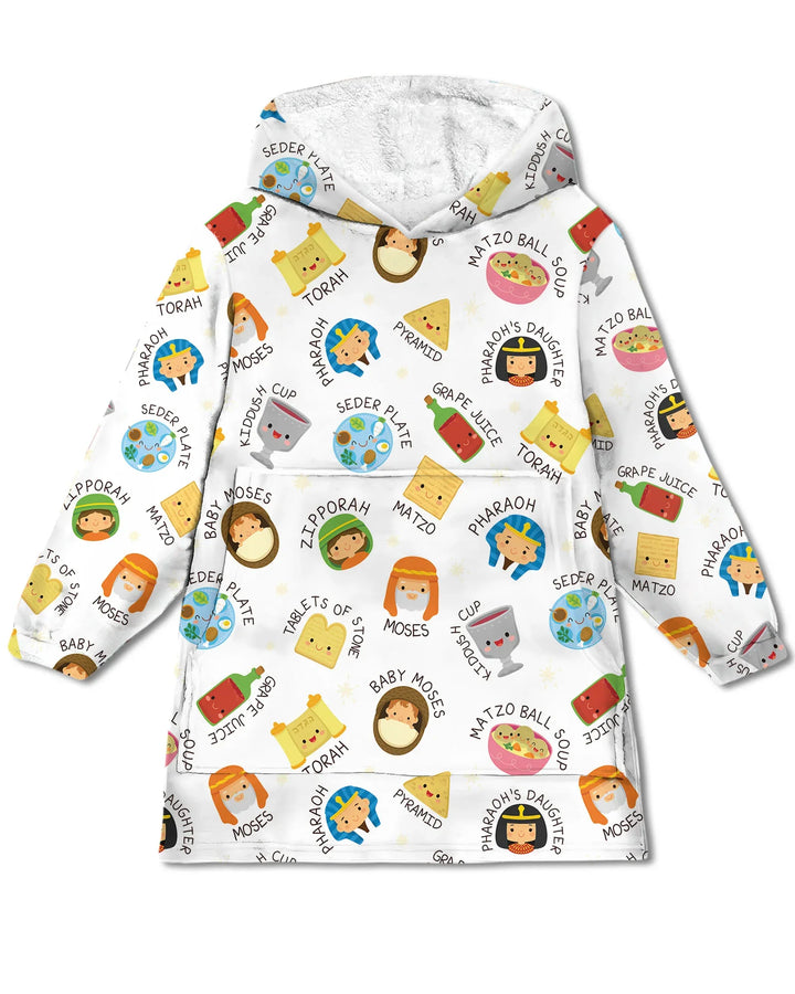 Cute Passover Characters Wearable Bamboo Blanket Hoodie