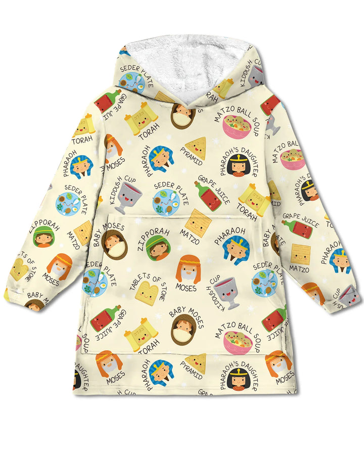 Cute Passover Characters Wearable Bamboo Blanket Hoodie