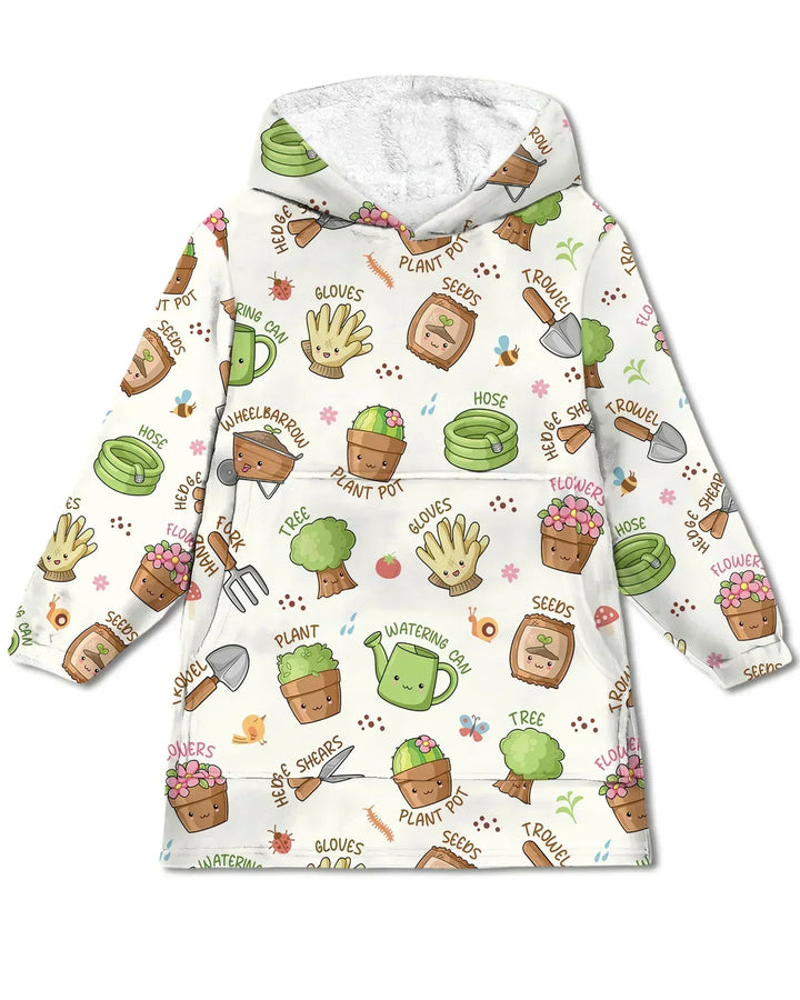 Kawaii Garden Crew Wearable Bamboo Blanket Hoodie