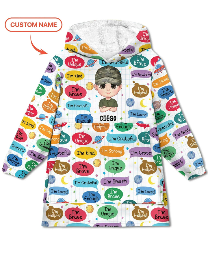 Personalized I'm Kind I'm Brave Bamboo Blanket Hoodie
