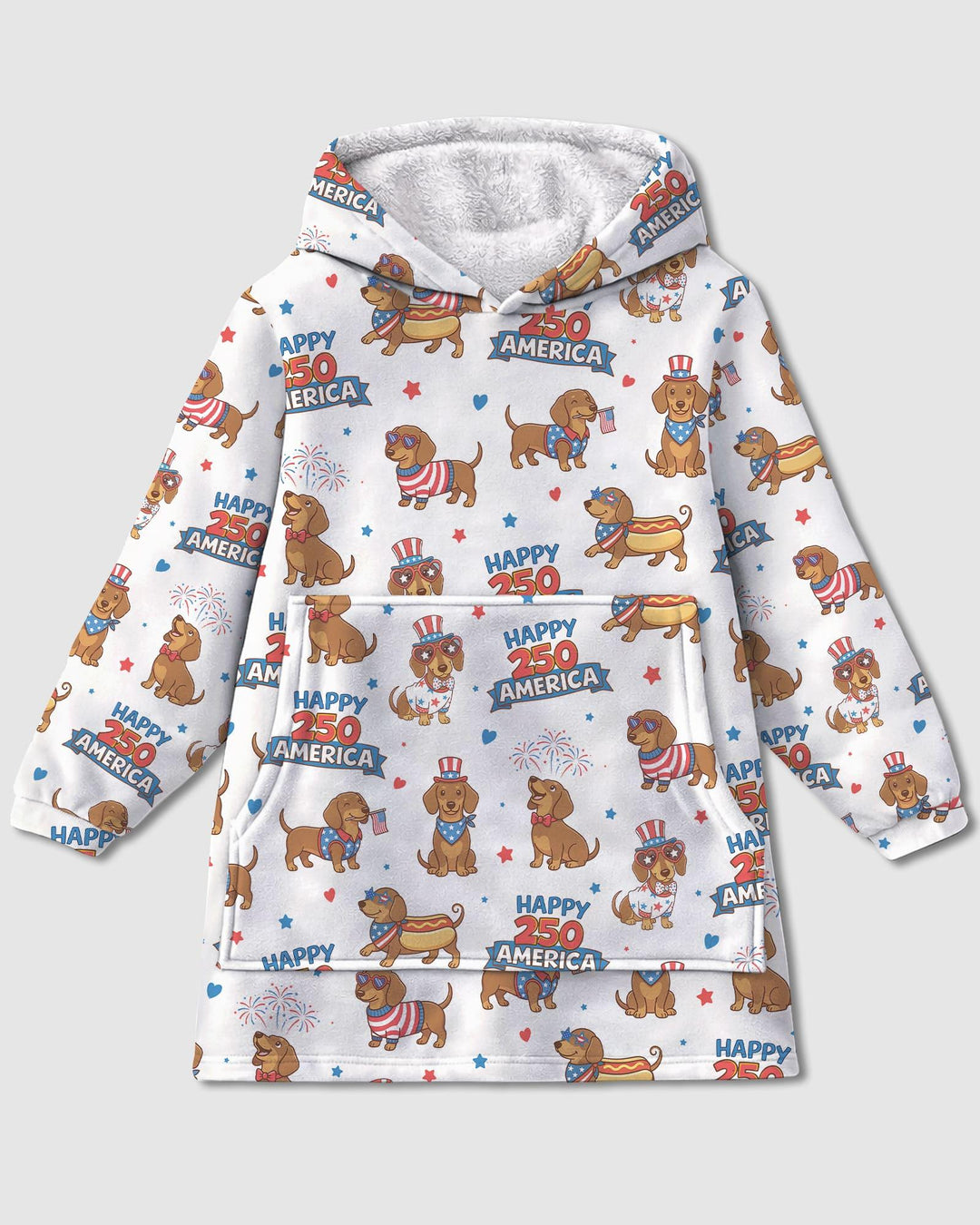 Red, White & Wiener Wearable Bamboo Blanket Hoodie