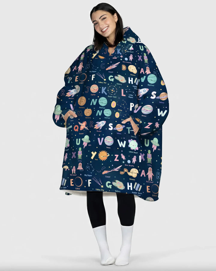 Space Alphabet Bamboo Blanket Hoodie