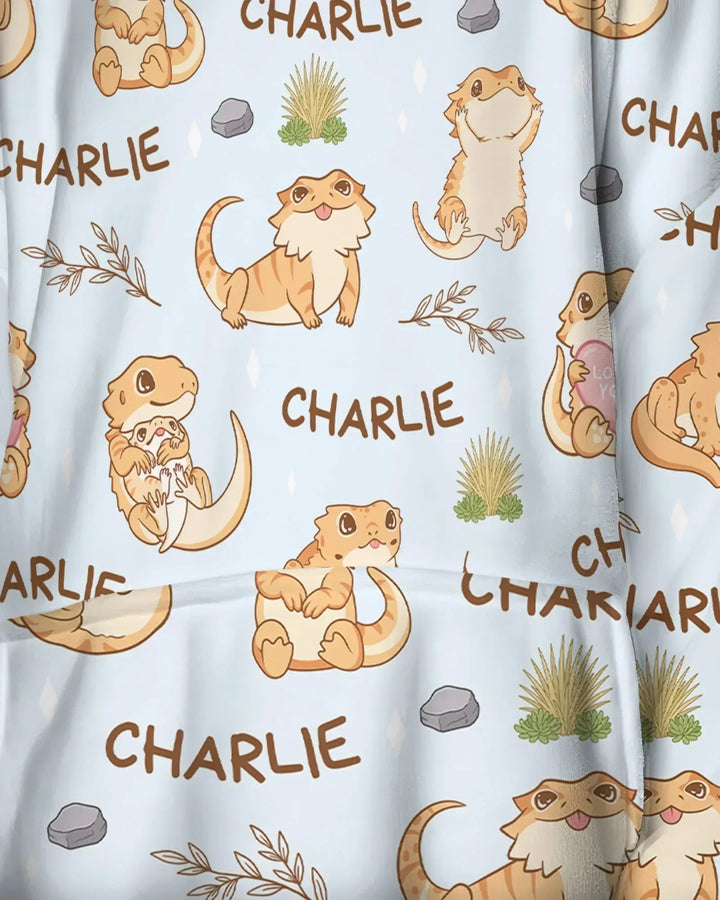 Custom Name Clueless Beardie Wearable Bamboo Blanket Hoodie