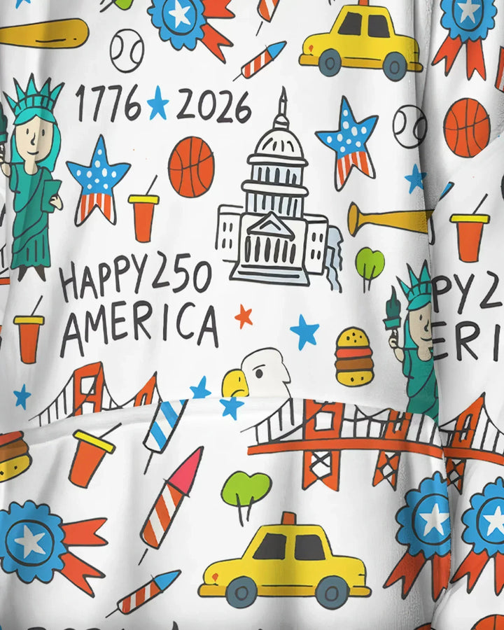 Happy 250 America 7626 Wearable Bamboo Blanket Hoodie