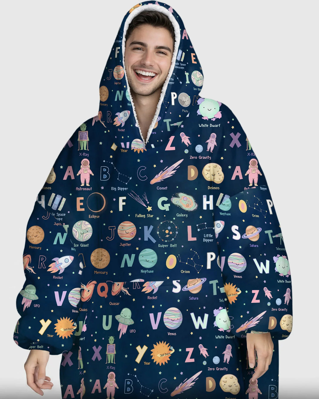 Space Alphabet Bamboo Blanket Hoodie