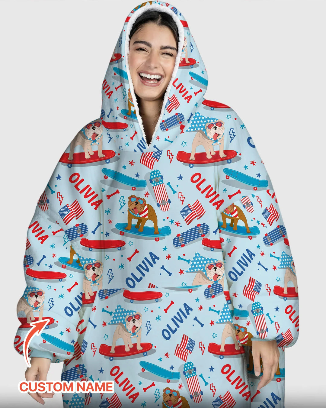 Joyful American Skates Custom Bamboo Blanket Hoodie