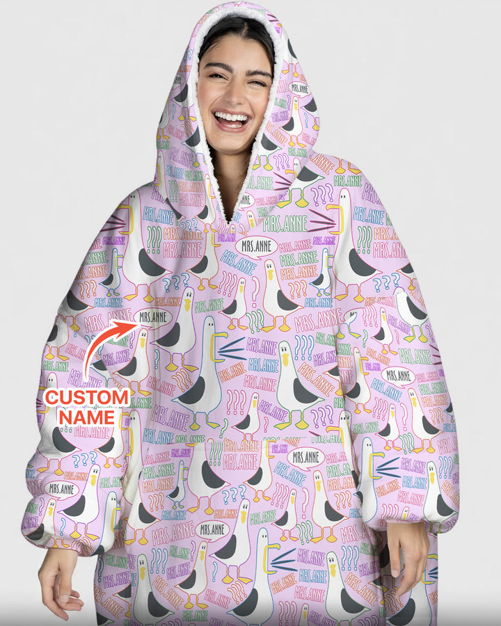 Teacher Teacher Teacher Funny Seagull Bamboo Blanket Hoodie