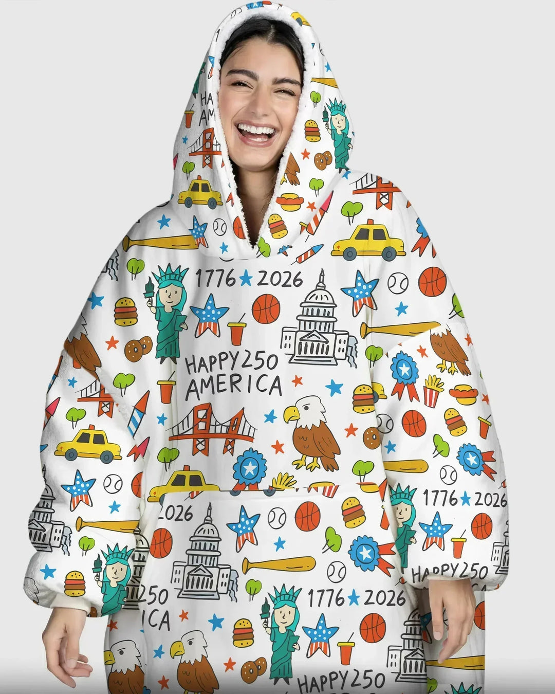 Happy 250 America 7626 Wearable Bamboo Blanket Hoodie