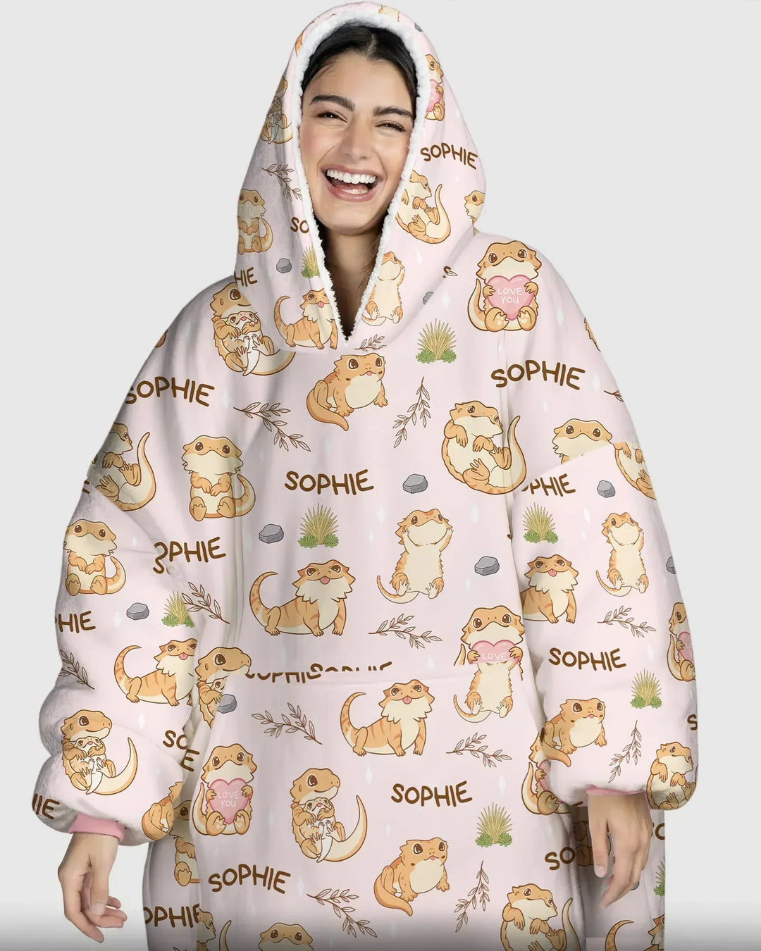 Custom Name Clueless Beardie Wearable Bamboo Blanket Hoodie