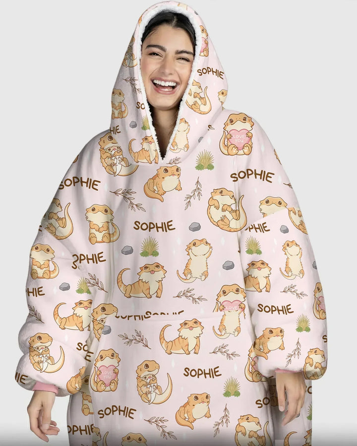Custom Name Clueless Beardie Wearable Bamboo Blanket Hoodie