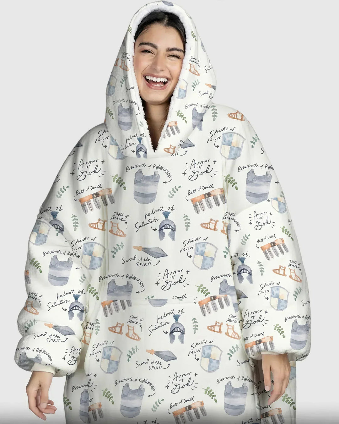 Ephesians 6:10-18 Armor of God Wearable Bamboo Blanket Hoodie