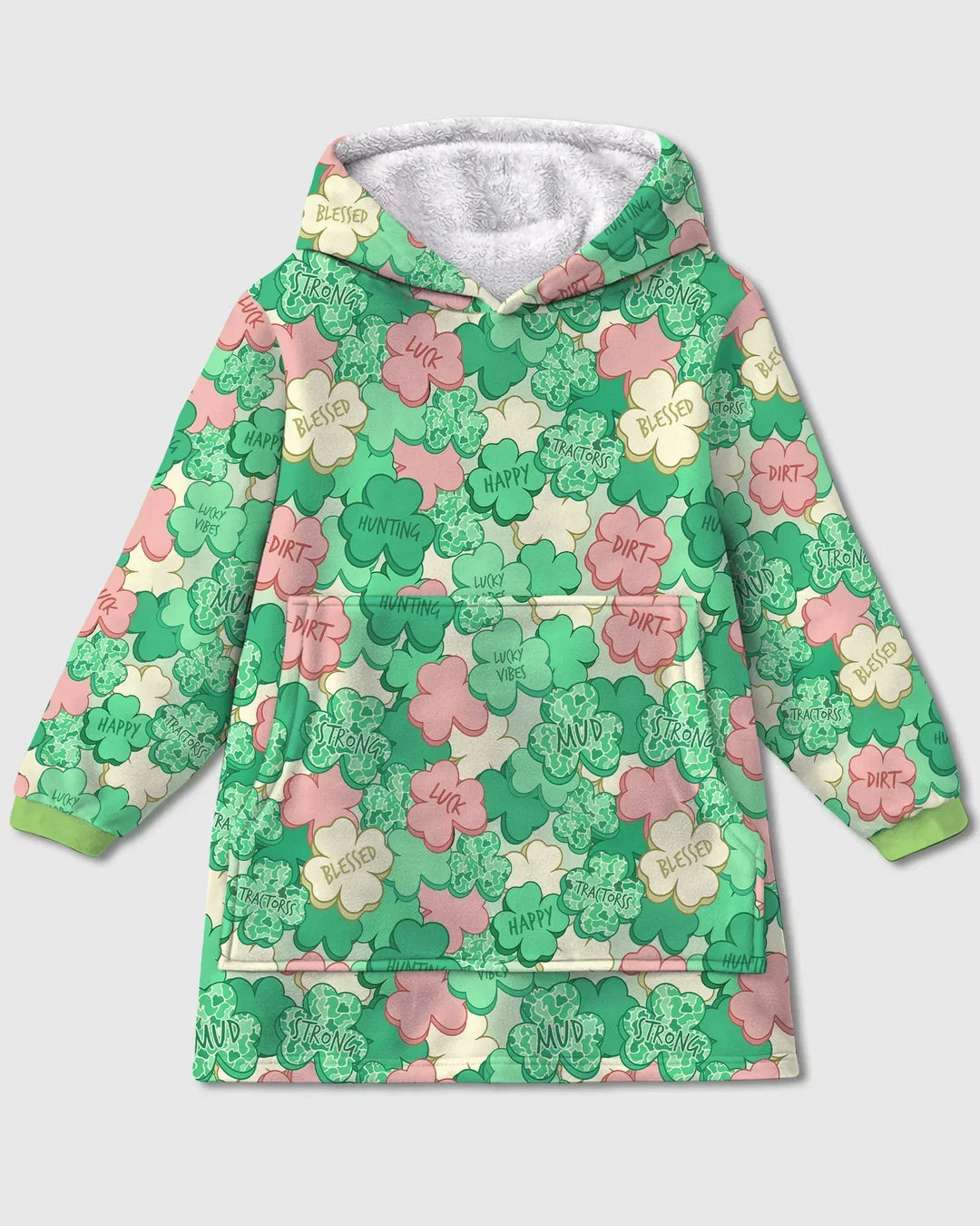 Lucky Vibes Shamrock Wearable Bamboo Blanket Hoodie