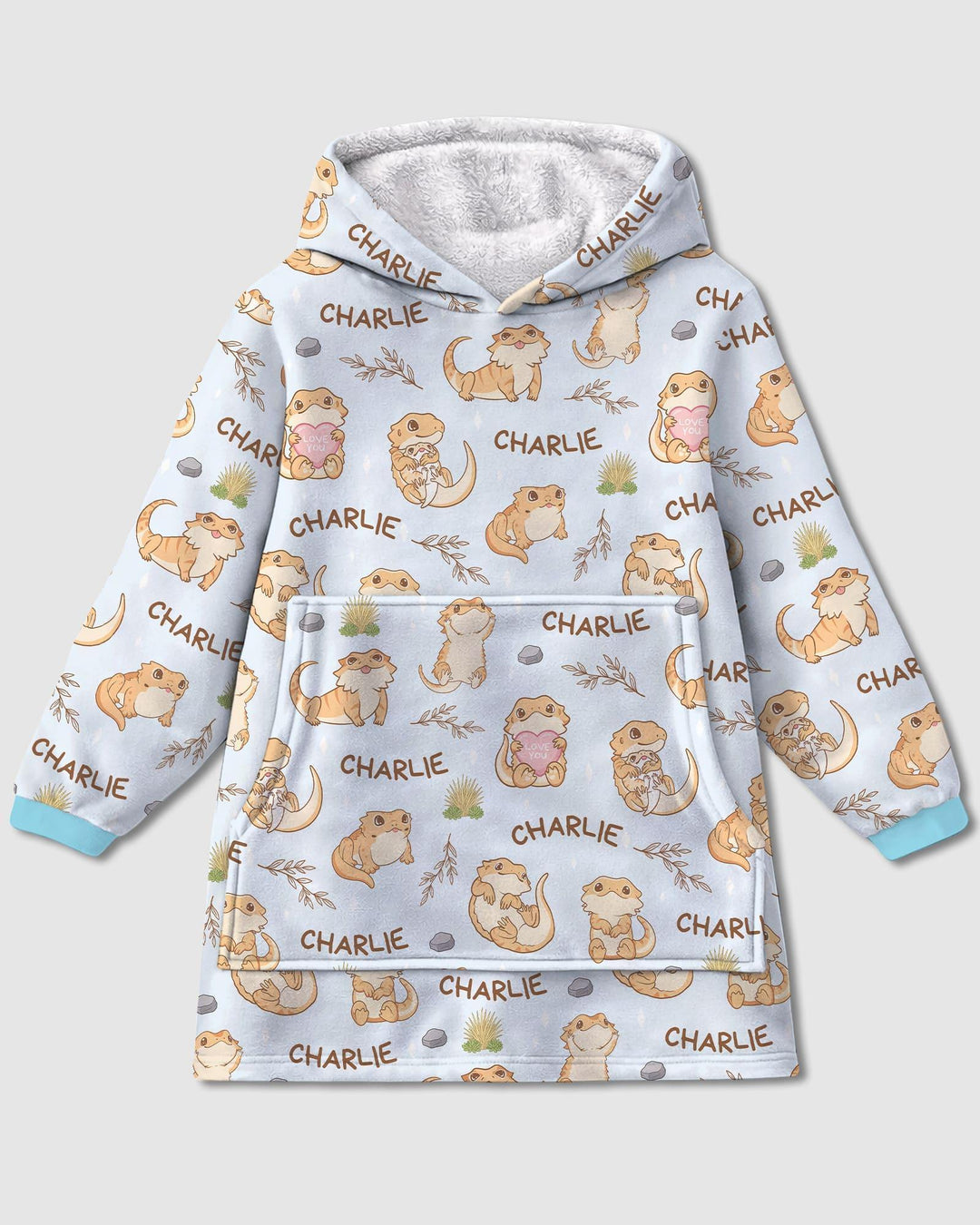 Custom Name Clueless Beardie Wearable Bamboo Blanket Hoodie