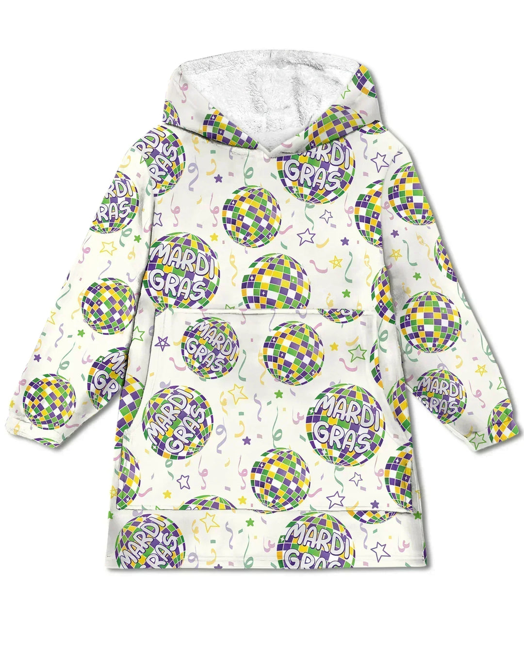 Mardi Gras Disco Ball Wearable Bamboo Blanket Hoodie