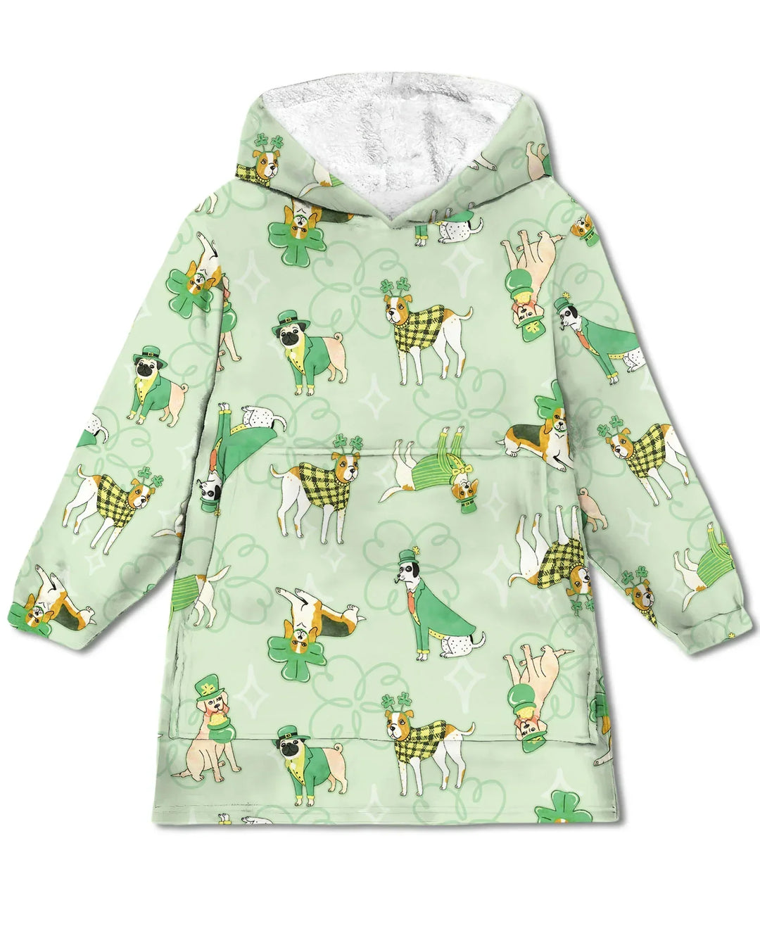 St. Patrick's Day Puppies Wearable Bamboo Blanket Hoodie