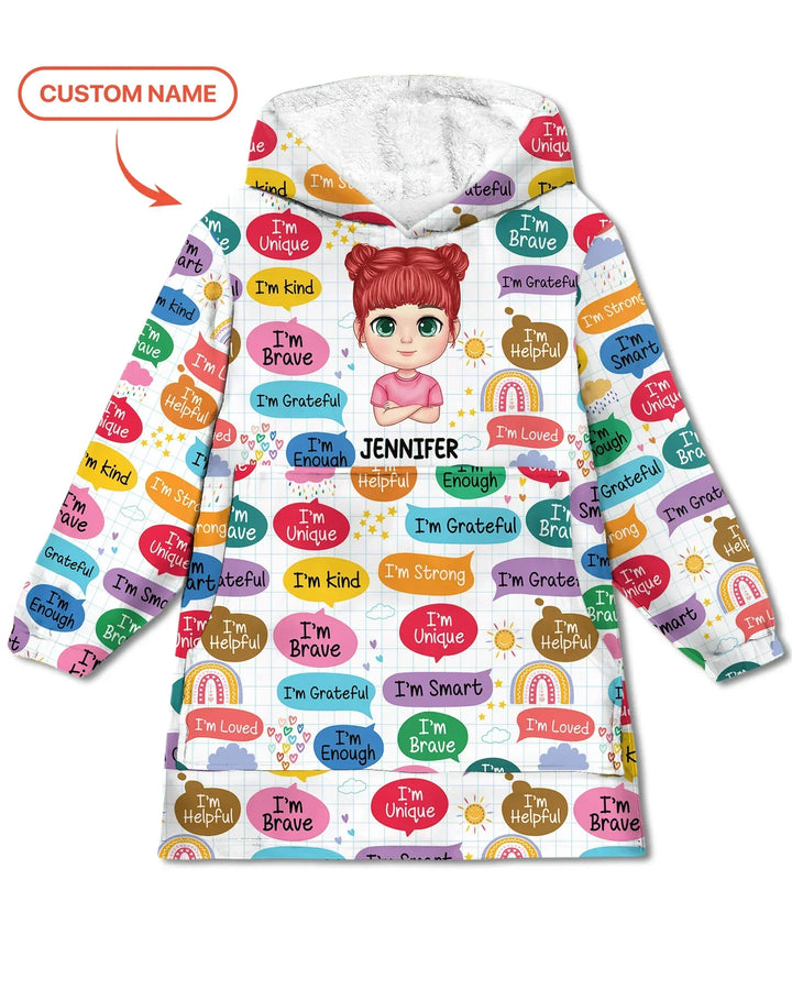 Personalized I'm Kind I'm Brave Bamboo Blanket Hoodie