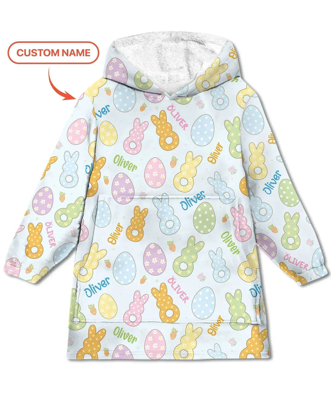 Custom Name Spring Pastel Easter Bamboo Blanket Hoodie