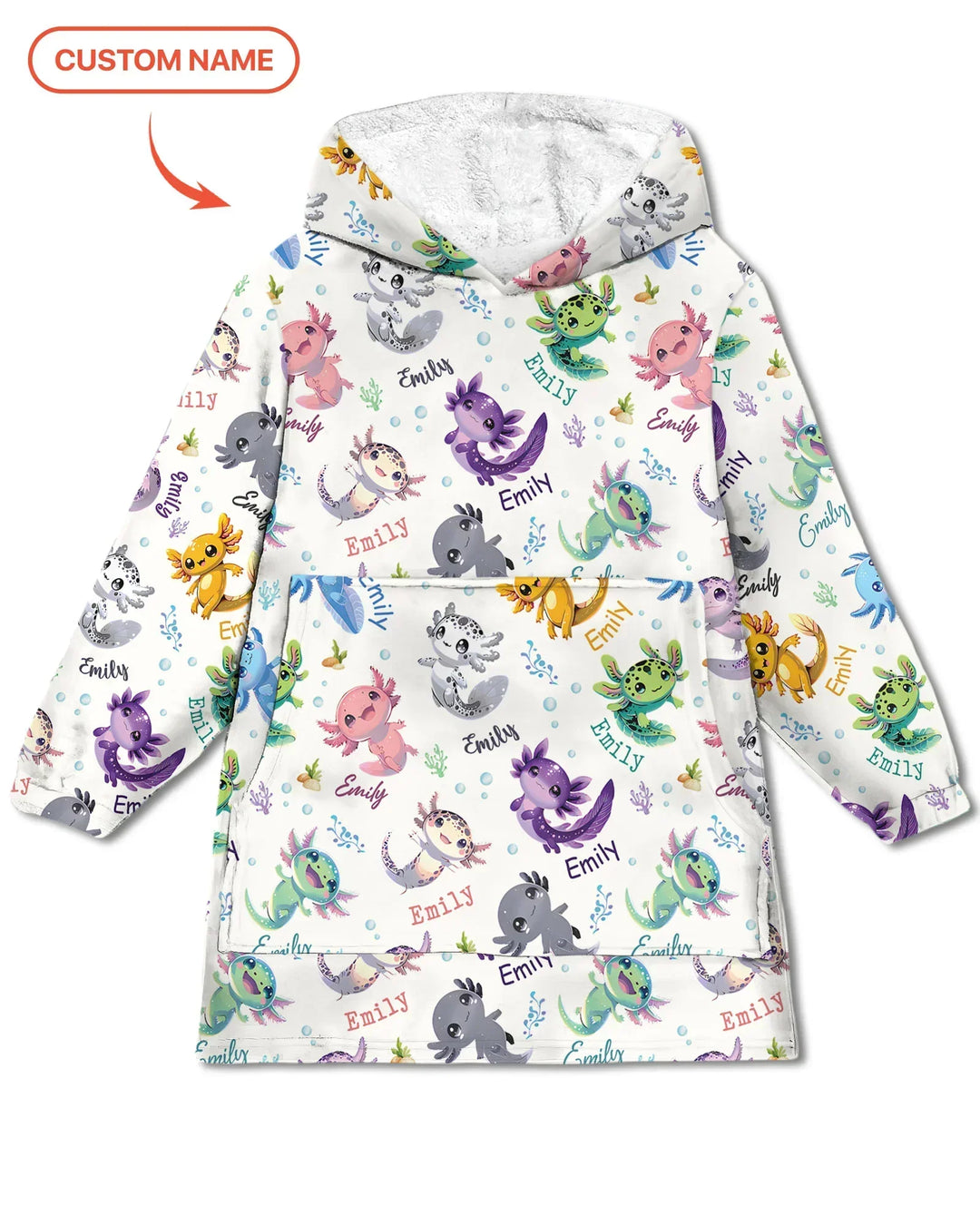I Love You Axolotl Custom Name Bamboo Blanket Hoodie