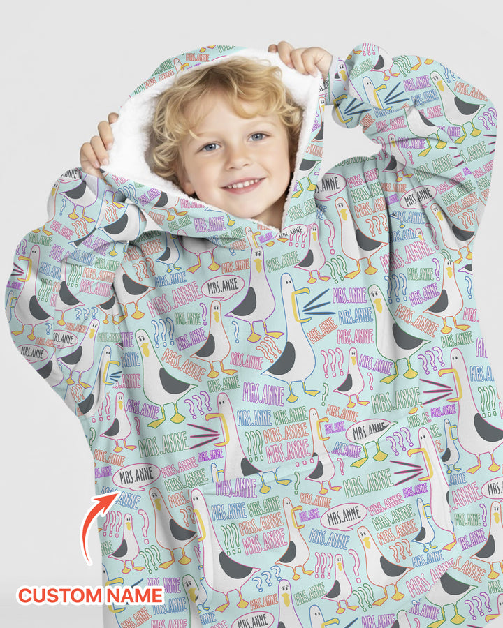 Teacher Teacher Teacher Funny Seagull Bamboo Blanket Hoodie