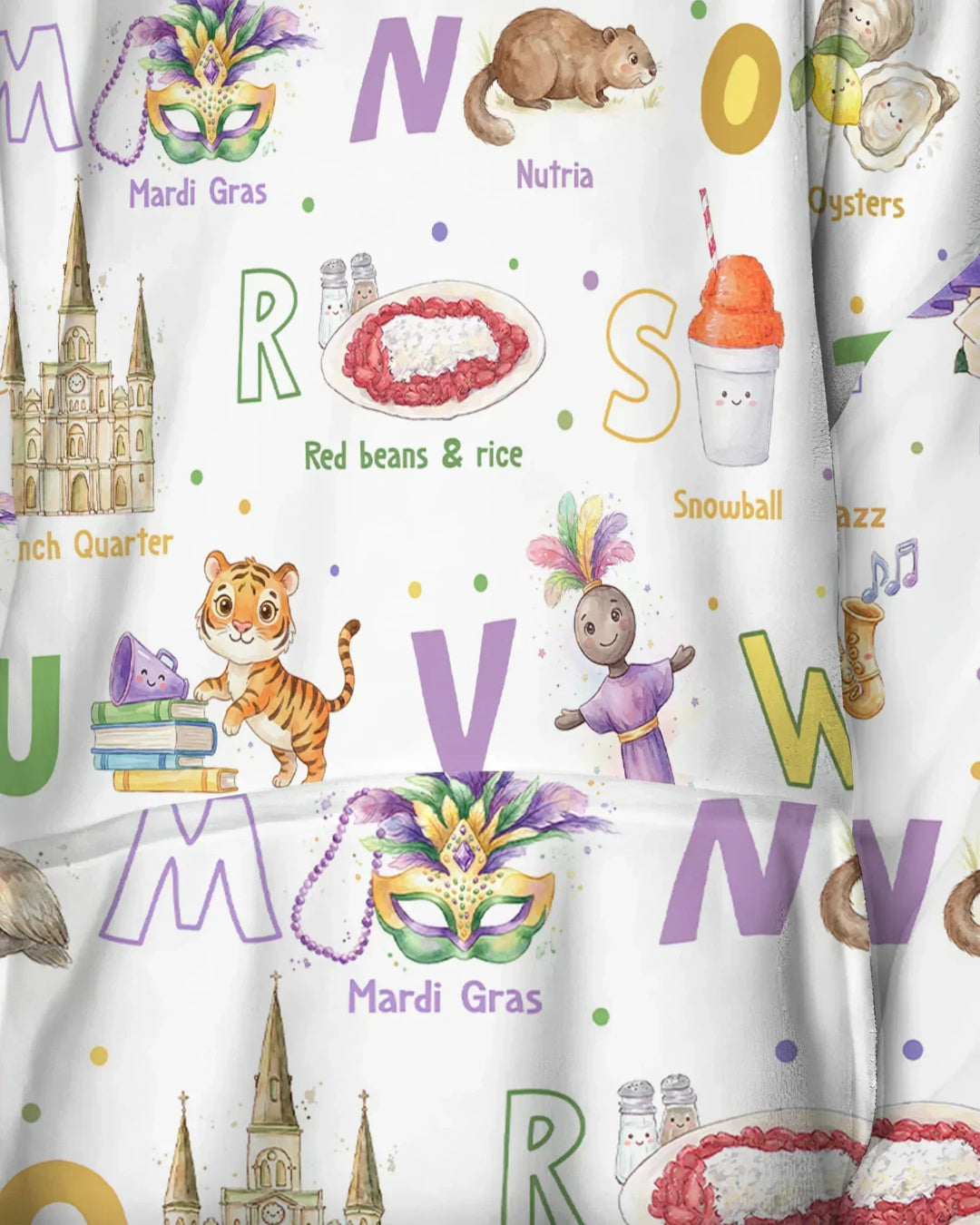 Alphabet of Lousiana Wearable Bamboo Blanket Hoodie
