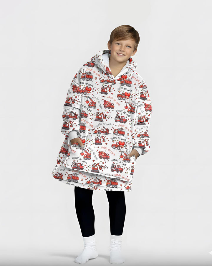 Construction Trucks Loads of Love Wearable Bamboo Blanket Hoodie