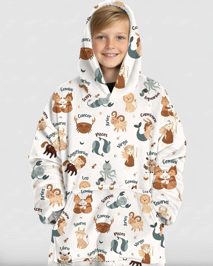 Cute Kids Horoscope Wearable Bamboo Blanket Hoodie