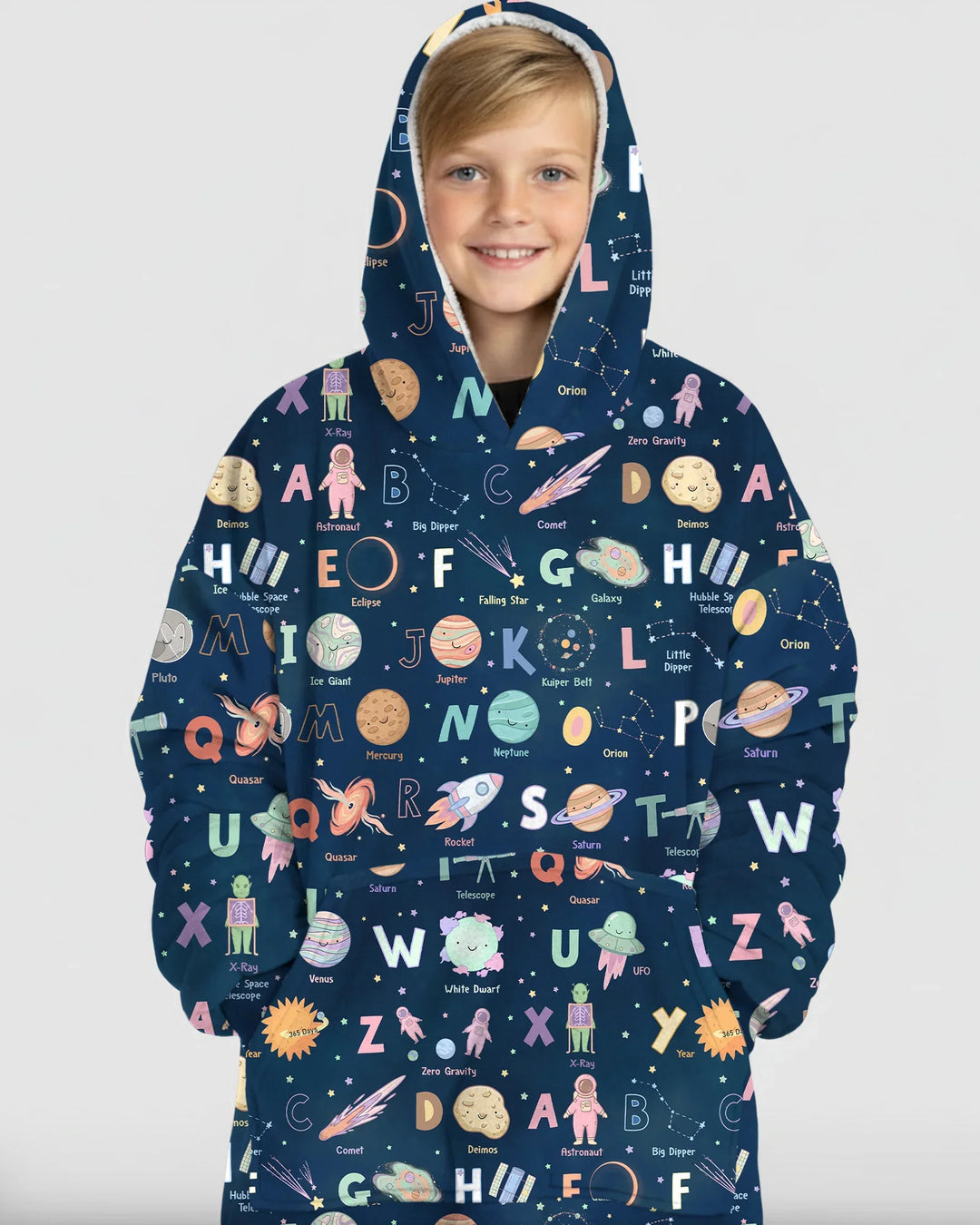 Space Alphabet Bamboo Blanket Hoodie