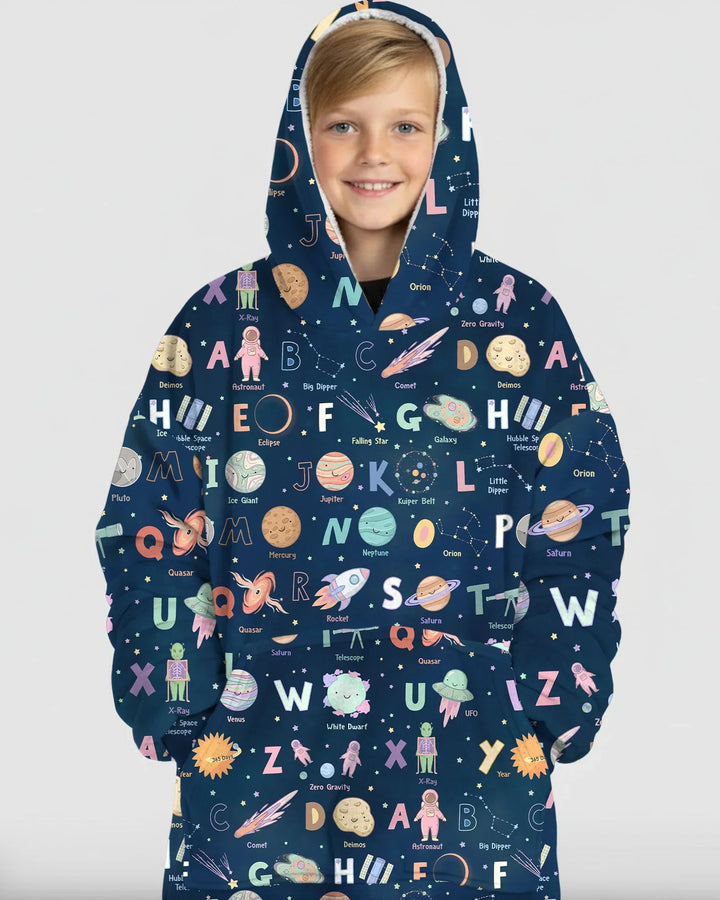 Space Alphabet Bamboo Blanket Hoodie