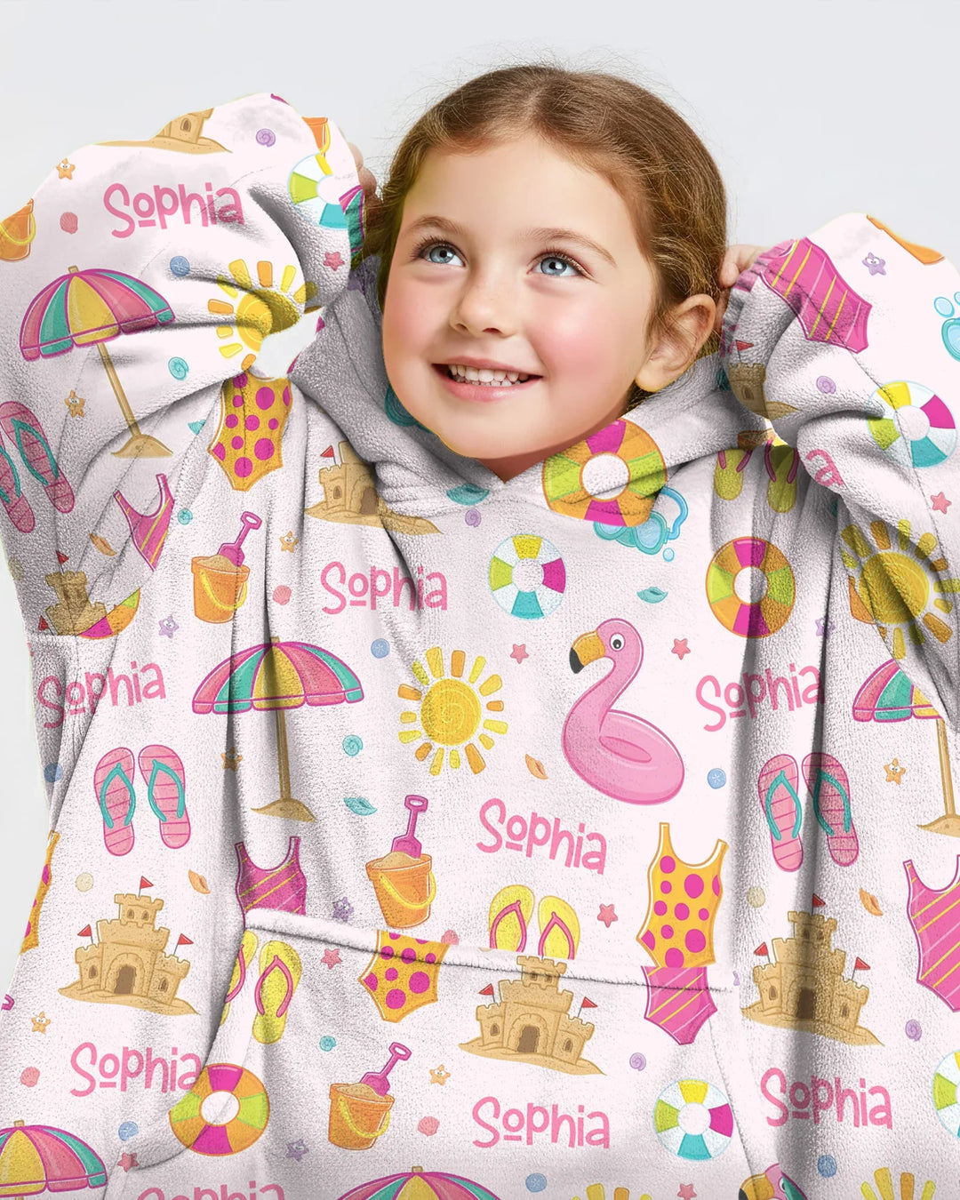 Custom Name Summer is Fun Bamboo Blanket Hoodie