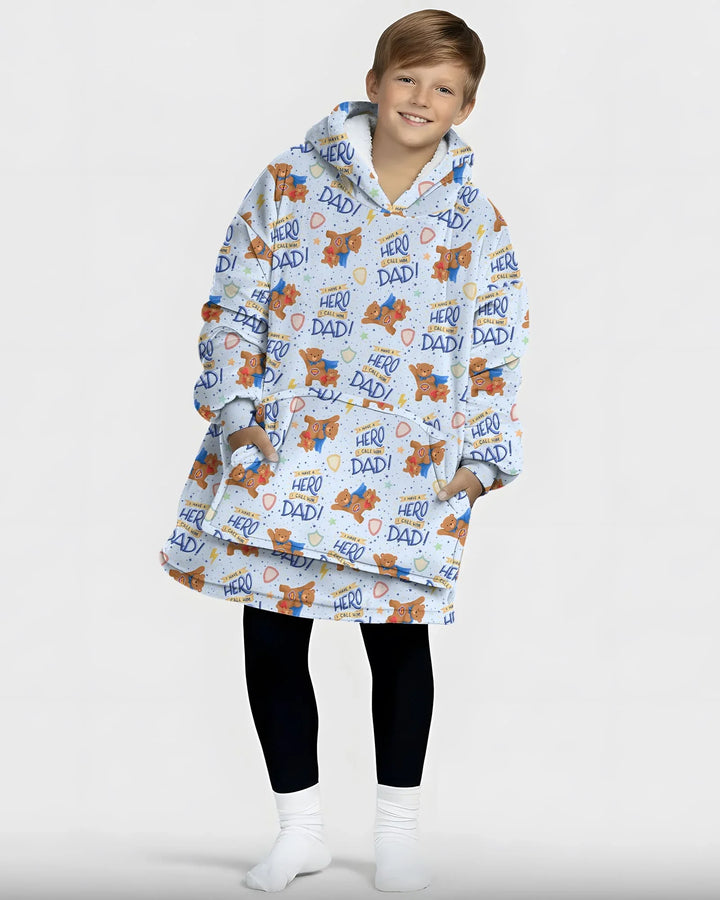 I Have A Hero Daddy & Me Matching Bamboo Blanket Hoodie