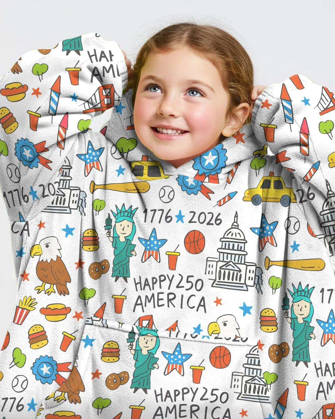 Happy 250 America 7626 Wearable Bamboo Blanket Hoodie