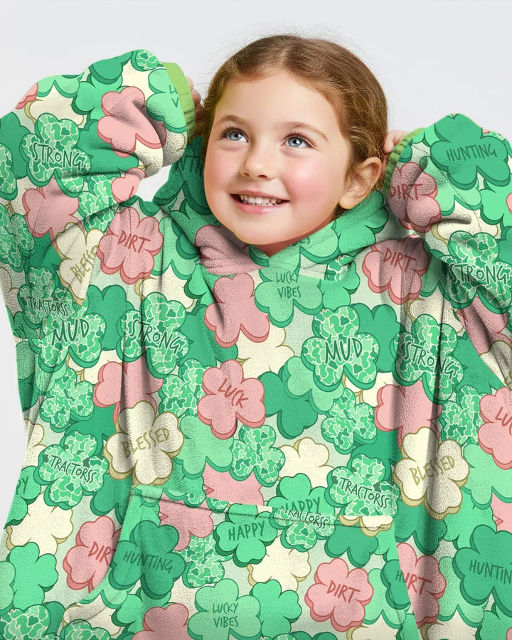 Lucky Vibes Shamrock Wearable Bamboo Blanket Hoodie
