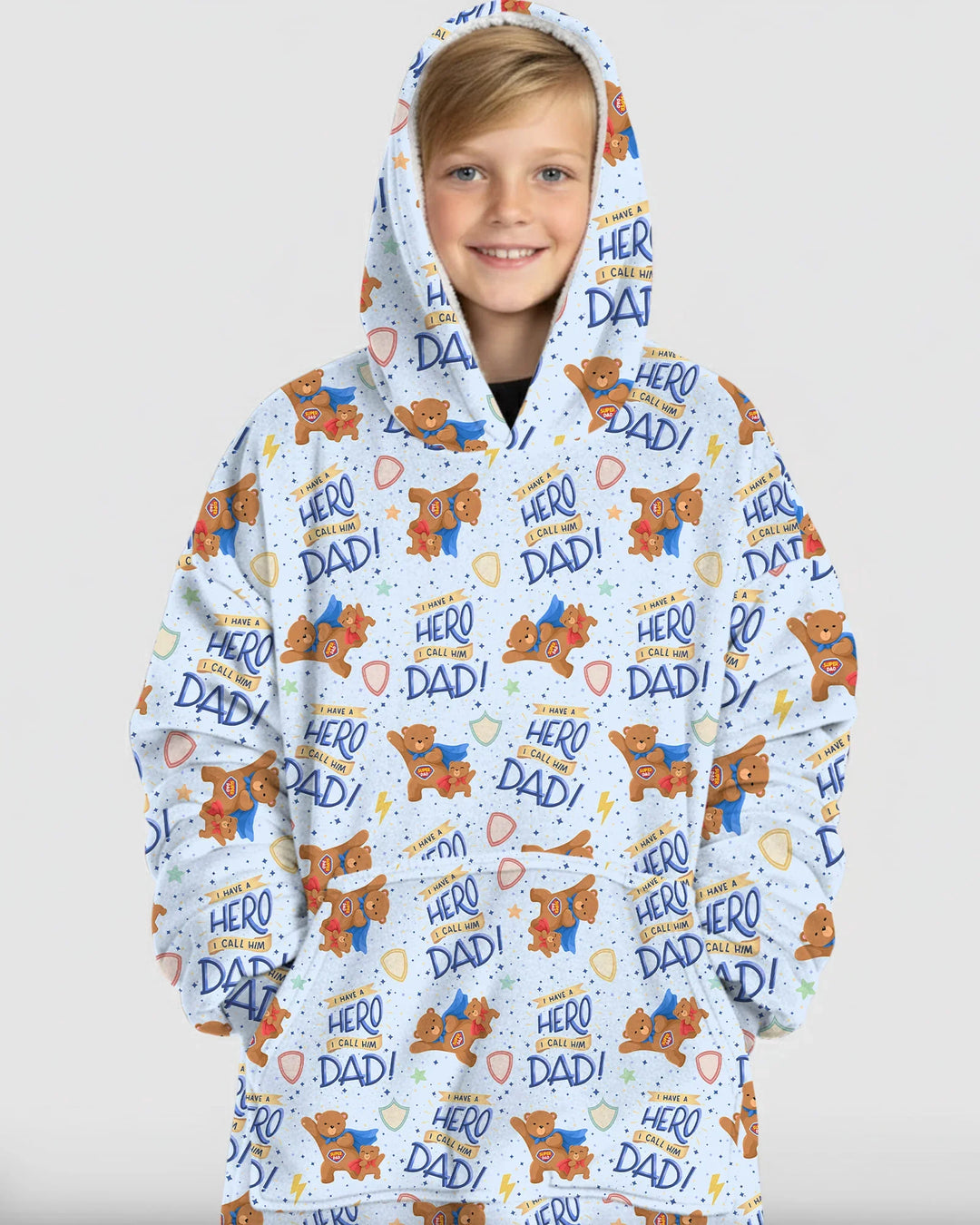I Have A Hero Daddy & Me Matching Bamboo Blanket Hoodie