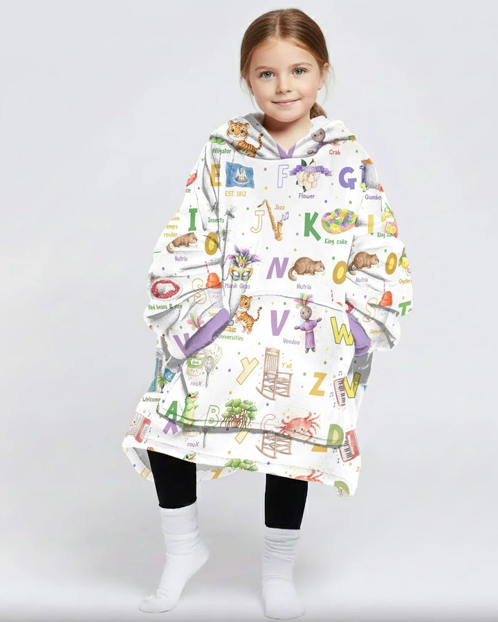Alphabet of Lousiana Wearable Bamboo Blanket Hoodie