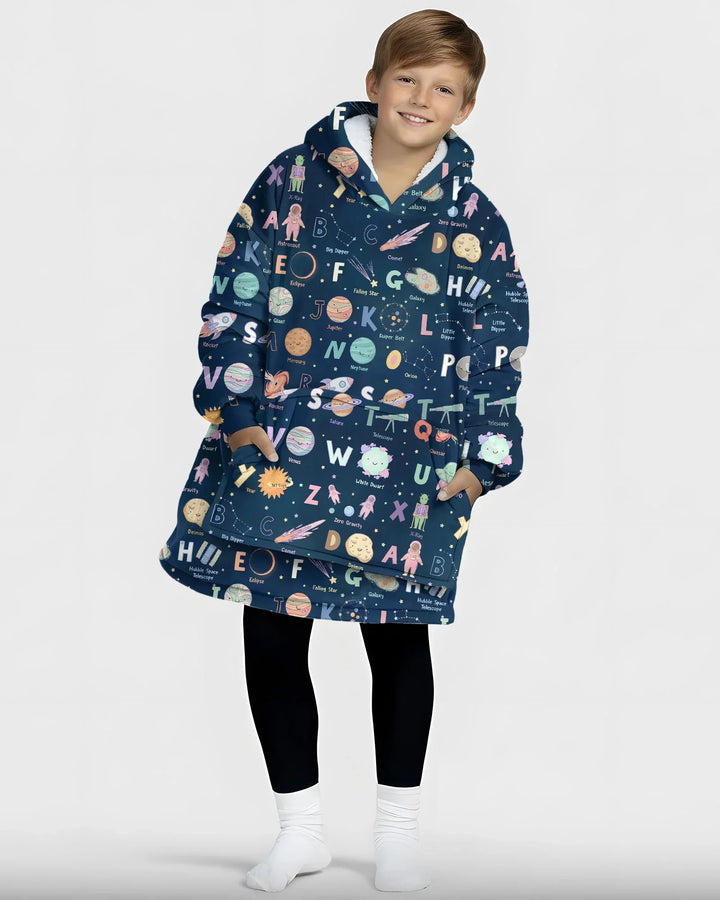 Space Alphabet Bamboo Blanket Hoodie