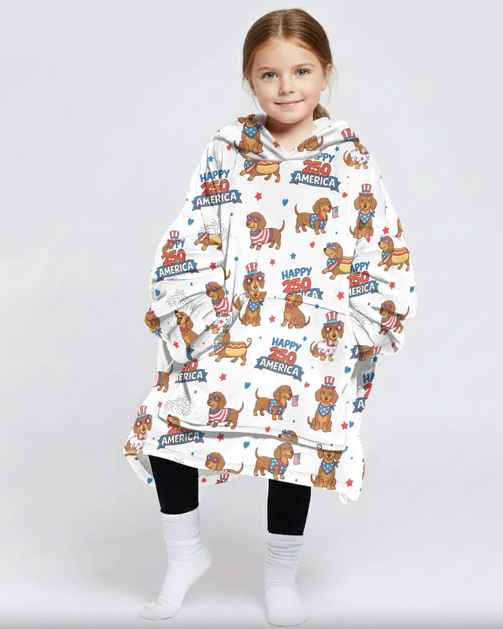 Red, White & Wiener Wearable Bamboo Blanket Hoodie
